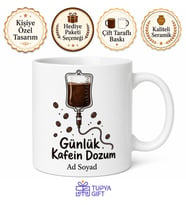 Serum Şişesi Çizimli Günlük Kafein Dozum Esprili Tiryakiler Kupa Bardak Hediye