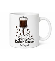 Serum Şişesi Çizimli Günlük Kafein Dozum Esprili Tiryakiler Kupa Bardak Hediye