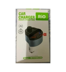 Araç Şarj Rio Tech Wireless+ Mp3 Fm USB Type A+ USB C Hızlı Şarj Fm Transmiter Çakmaklık Siyah