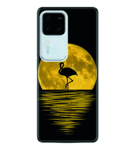 Vivo V30 Kılıf Silikon Desen Özel Seri Ay ve Flamingo 1775