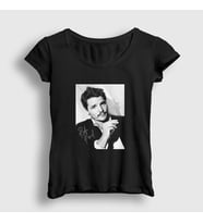 Presmono Kadın Siyah Sign Pedro Pascal T-Shirt 467008tt