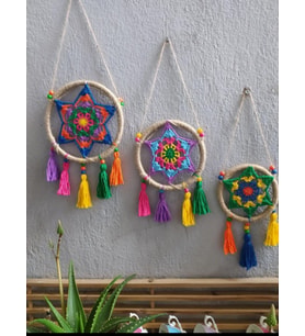 EL EMEĞİ MAKROME MANDALA MOTİFLİ DÜŞ KAPANI DUVAR SÜSÜ 3 LÜ SET