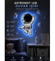 Kişiye Özel Astronot Çocuk Odası Duvar Süsü LED Işıklı Uzay Temalı