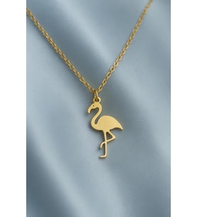 Kişiye Özel Flamingo Kolye 925K Gümüş (Gold)