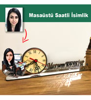 Karikatür Kadın Memur, Muhasebeci Model Masaüstü Saatli İsimlik MSİ16