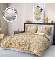 Monohome Premium Luxury Çift Kişilik Nevresim Takımı 3D Pamuk Saten Gold Zebra