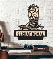 Kişiye Özel Kovboy Çizme Ahşap Duvar Tablo