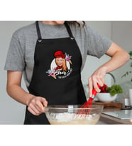 BK Gift Kişiye Özel Anneler Günü Karikatürlü Profesyonel Siyah Mutfak Önlüğü, Aşçı Önlüğü, Şef Önlüğü, Arkadaşa Hediye-8