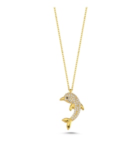Yunus Balığı Altın Kaplama Kolye KLY4 (Gold)