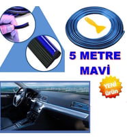 Oto Trim Araç Dekorasyon Şeridi Kauçuk Elastik Kolay Kurulum 5 metre Şerit Bant Mavi Renk