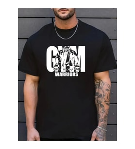 Sporda Günlük Hayata Giyilebilir GYM Baskılı Oversize Bisiklet Yaka Erkek T-shirt - Siyah