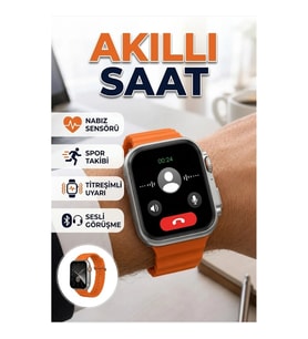 GPS Destekli Akıllı Saat 47mm Nabız Sensörlü Spor Takip ve Sesli Görüşme Özellikli Turuncu Kordon
