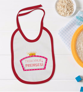 BK Kids Trakyanın Prensesi Tasarımlı Kırmızı Bebek Mama Önlüğü-1