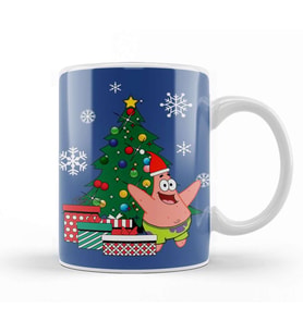 Patrick Star Around The Christmas Tree Spongebob Kupa Bardak Porselen
