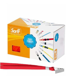 Sarff Kart Askı İpi Metal Klipsli Kırmızı Metal Klipsli Askı İpi (50 Li Paket)