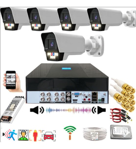 5 li Sesli Araç İnsan Yüz Tanımalı Hareket Algılayan 5 MP Lens 9 Warm Led Gece Renkli Kamera Seti 5909WS-PLS