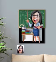 BK Gift Kişiye Özel Kadın Matematik Öğretmeni Karikatürlü 3D Ahşap Tablo-1