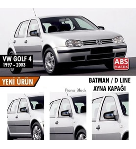 Volkswagen Golf Uyumlu 4 (1997-2004) Batman Yarasa Ayna Kapağı (Parlak Siyah)