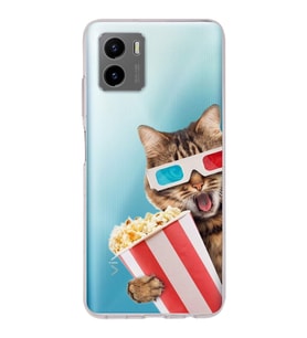 PrintiFy Vivo Y15S ile Uyumlu Kedi 1 Kamera Korumalı Şeffaf Kılıf