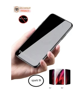 Tecno Spark 9t Hayalet Ekran Koruyucu Privacy Gizlilik Filitreli Tam Kaplayan Kırılmaz Cam