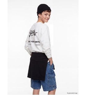 LCW Kids Ekru Bisiklet Yaka Baskılı Erkek Çocuk Sweatshirt