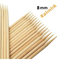 Hayal Sepeti Bambu 8mm Kalın Ahşap Çöp Şiş Çubuğu 40 Cm - 20 Adet