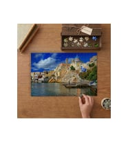 Yunan Adası Manzarası Tasarımı 240 parça Ahşap Puzzle Ahşap Kutuda MP01168