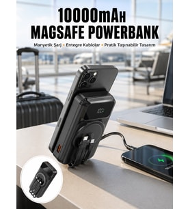 15W Kablosuz Hızlı Şarjlı 10000 mAh Powerbank – Taşınabilir, LED Göstergeli