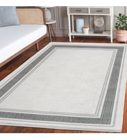 Makine Kaymaz Yıkanabilir Antrasit Bordürlü Triko Salon Halısı Mutfak Halısı Koridor Halısı Yolluk Grey