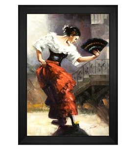 Kadın Motifli Kanvas Tablo 80 x 110 cm Siyah Çerçeve