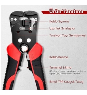 Otomatik Sıyırma Pensesi, Kendinden Ayarlanabilir Kesme Pensesi, Sıyırıcı/Kesme/Sıkma, Soyma ve Kesme