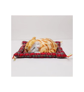 Peluş Yavru Kedi Oyuncak Minder Üstünde Uyuyan Kedi Küçük Boy 10 x 11