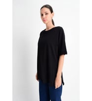 9181519 Pamuk Duble Kol Salash T-Shirt SIYAH (Siyah)
