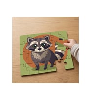 Sevimli Hayvan Rakun Tasarımlı 24 Parça Ahşap Çocuk Puzzle MPK0186