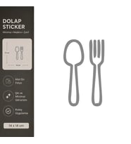 Kaşık Çatal Mat Gri Dekoratif Folyo Sticker 14x14 cm