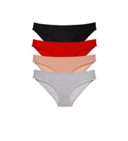 Mulvxbrf Brf02 4 Adet Süper Eko Set Likralı Kadın Slip Külot Siyah Kırmızı Ten Gri (Mulvix)