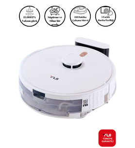 RS16 15.000 Pa Akıllı Robot Vacuum & Mop Süpürge Beyaz (YUI TÜRKİYE GARANTİLİ)