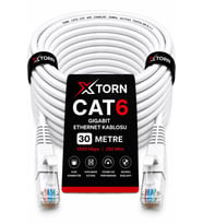 TORN CAT6 Ethernet Kablosu 30 Metre RJ45 LAN İnternet Modem Router Bilgisayar Kablosu