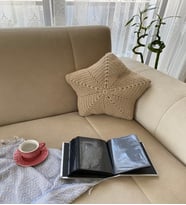 Dekoratif Yıldız Yastık Kırlent (Bej)
