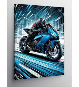 Kanvas Tablo Hızlı Motosikletçi