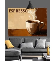 Espresso Kahve Fincanı Sanatı Dekoratif Kanvas - Mdf Ahşap Tablo
