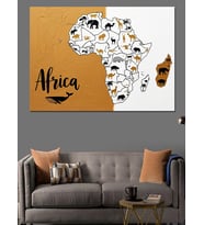 Afrika Kıtası Harita Deseni Dekoratif Kanvas - Mdf Ahşap Tablo