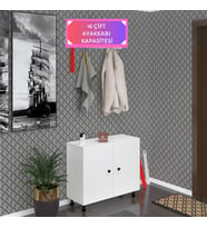 Kenzlife ayakkabılık galoş4 byzbyz 53*080*32 kapaklı 4 raflı 16 çift ayakkabı kapasitesi (Beyaz)