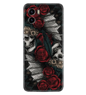 Vivo Y15S Y32 Y33S Y51 Y53S Kılıf Desemli Silikon Skull Rose 1673