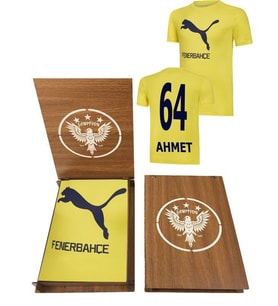 Puma Fenerbahçe  Tişörtü Kişiye Özel İsim Numara Baskılı Ahşap Kutulu Forma (Sarı)