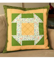 InstaHomeLine, Dekoratif , Kare, Patchwork (Kırkyama) Yeşil, Turuncu Beyaz, El İşçiliği Yastık Kırlenti