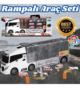 Rampalı Ambulans Tır Seti - Ambulans Taşıyıcı Tır - Kaydıraklı Kamyon - Araç Yol Seti - Tır Yol Seti