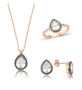 Gümüş Elmas Model Damla Bayan Set