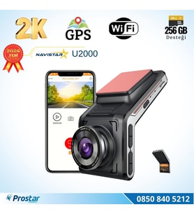 U2000 Wifi + GPS 1440P 170° Geniş Açı Gece Görüşlü Akıllı Araç içi Kamera