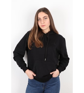 Siyah Kadın Kapüşonlu Sweatshirt